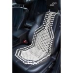 Husa auto cu bile de masaj din lemn (alb cu negru) - imagine 2