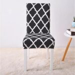 Husa universala pentru scaune clasice, model ROMB, culoare NEGRU + ALB - imagine 3