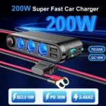 Dispozitiv Auto Premium 3in1, Splitter Bricheta, Incarcator USB/USB-C, Voltmetru Digital, alimentare 12V-24V - imagine 2
