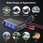 Dispozitiv Auto Premium 3in1, Splitter Bricheta, Incarcator USB/USB-C, Voltmetru Digital, alimentare 12V-24V - imagine 3